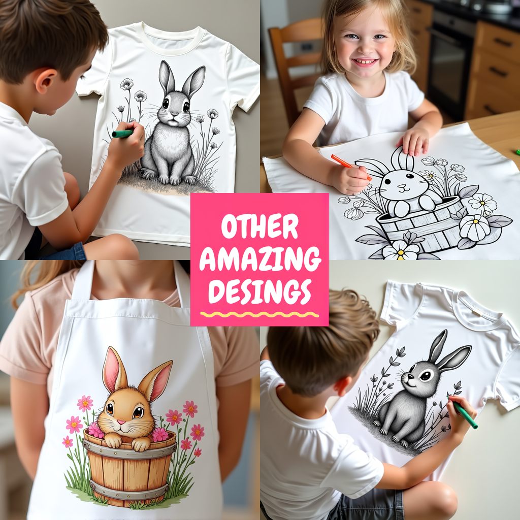 Adult Sweatshirt Coloring Kit with 10 Fabric Markers - Cute Bunny