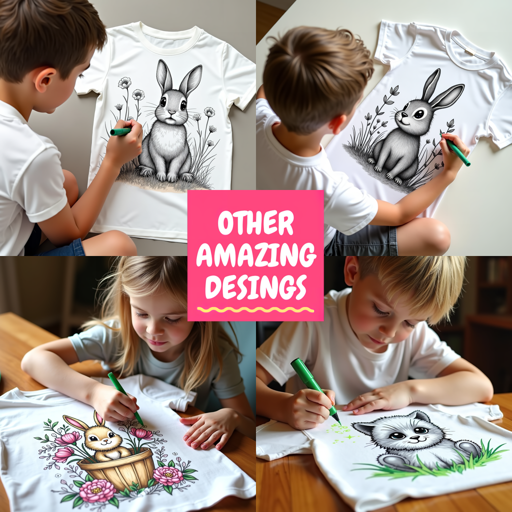 Kid's T-shirt Coloring Kit with 10 Fabric Markers - Rabbit