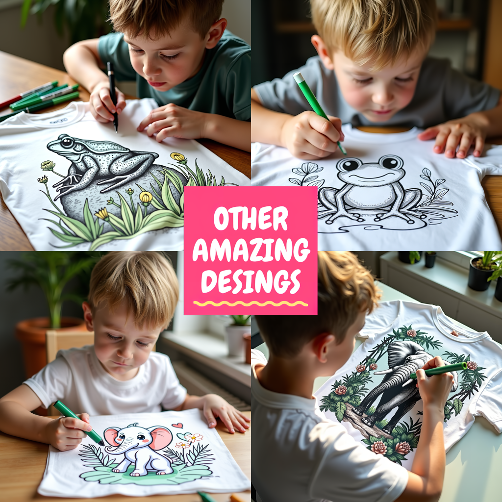 Adult Sweatshirt Coloring Kit with 10 Fabric Markers - Cute Frogs