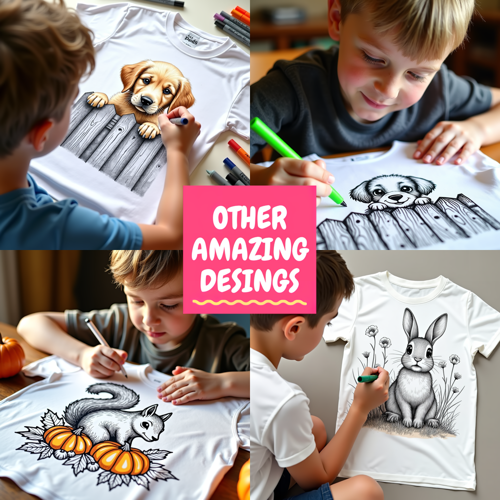 Kid's T-shirt Coloring Kit with 10 Fabric Markers - Cute Frogs