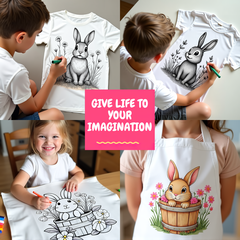 Adult Sweatshirt Coloring Kit with 10 Fabric Markers - Cute Bunny