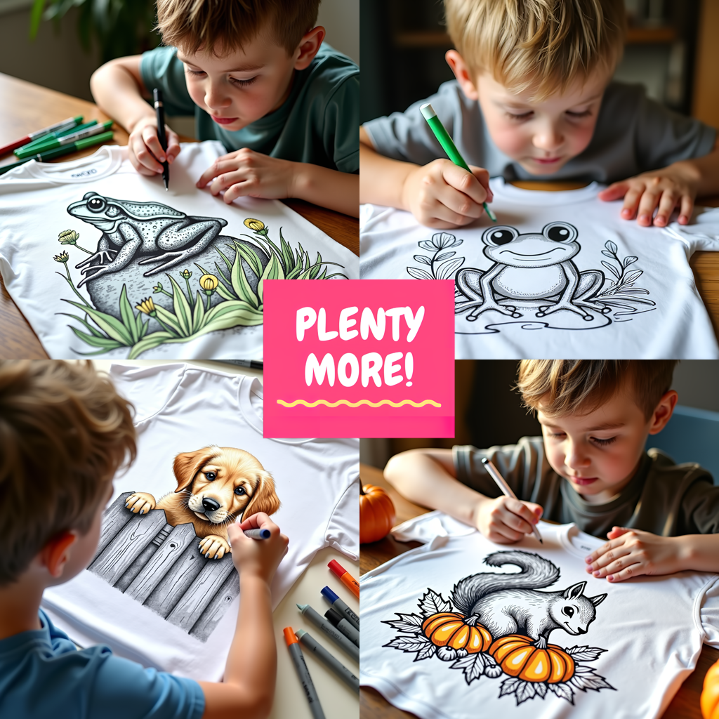 Kid's T-shirt Coloring Kit with 10 Fabric Markers - Frog