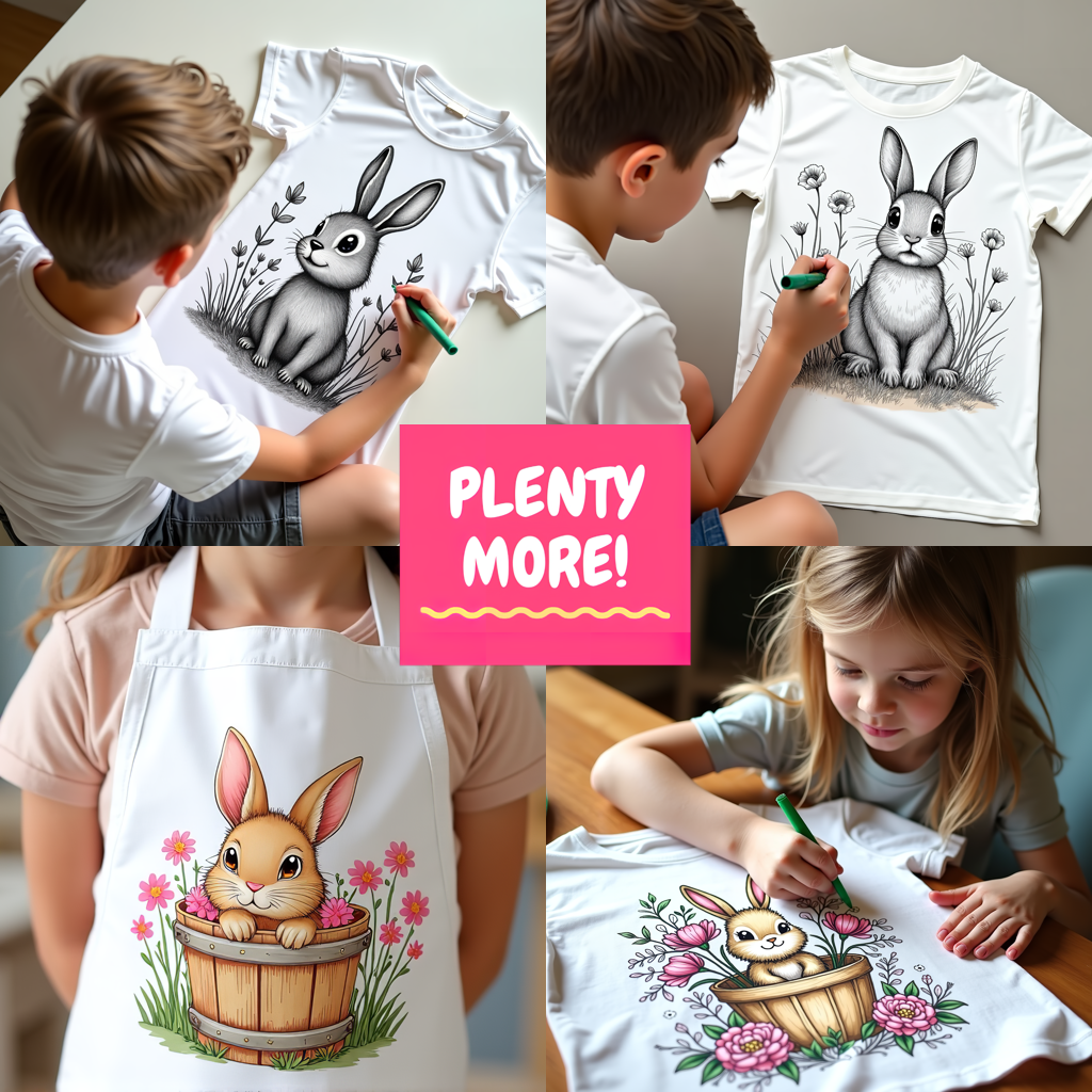 Adult Sweatshirt Coloring Kit with 10 Fabric Markers - Cute Bunny