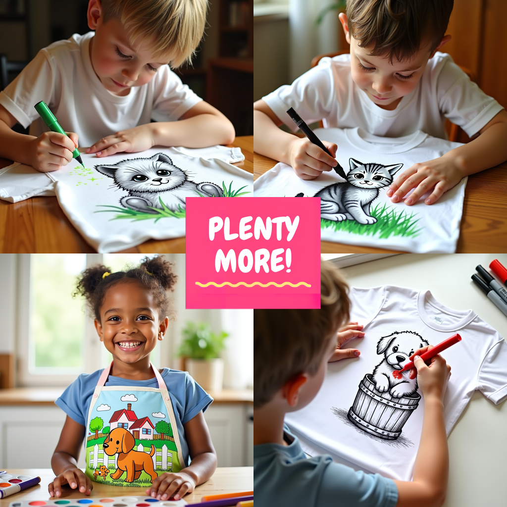 Kid's T-shirt Coloring Kit with 10 Fabric Markers - Cute Pony