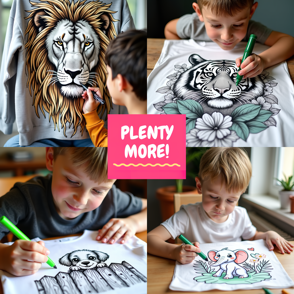 Kid's T-shirt Coloring Kit with 10 Fabric Markers - Lion Cub