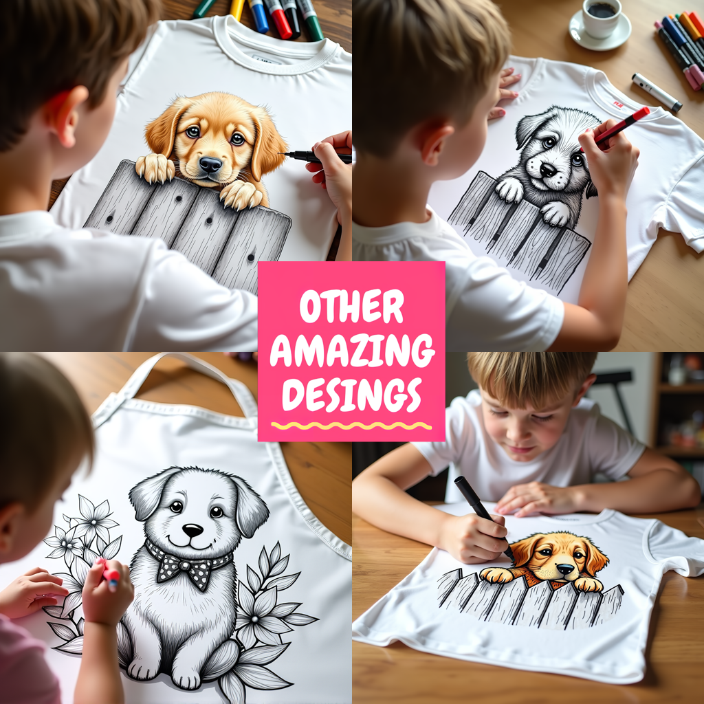 Adult Sweatshirt Coloring Kit with 10 Fabric Markers - Puppy