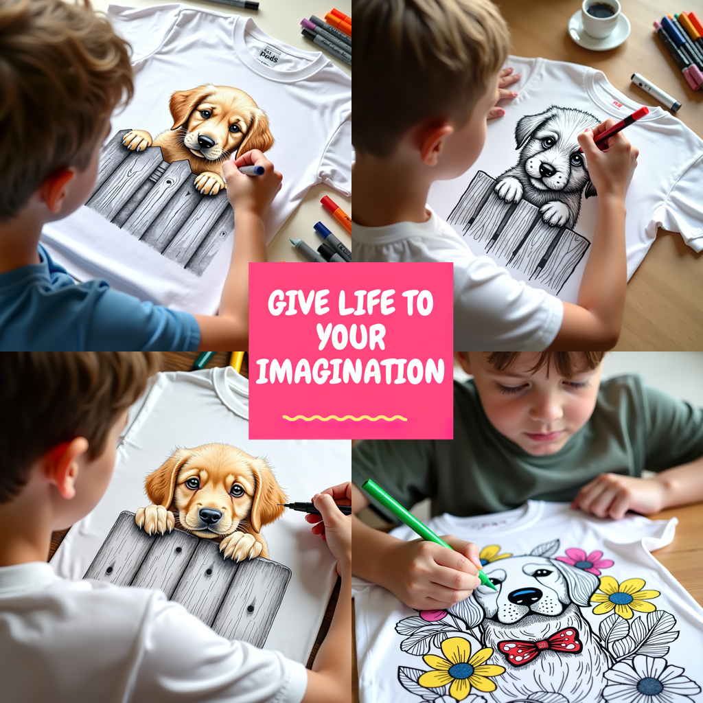 Adult Sweatshirt Coloring Kit with 10 Fabric Markers - Cute Puppy