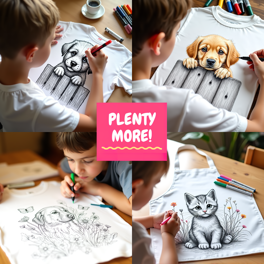 Adult Sweatshirt Coloring Kit with 10 Fabric Markers - Puppy