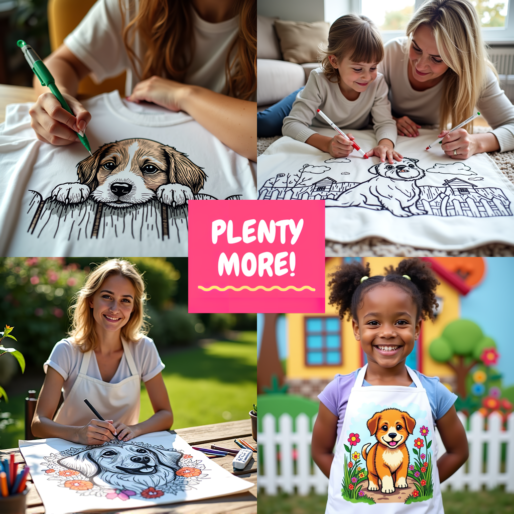 Women's T-shirt Coloring Kit with 10 Fabric Markers - Puppy