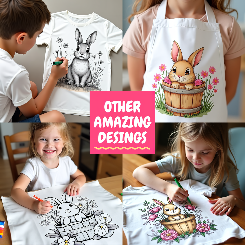 Adult Sweatshirt Coloring Kit with 10 Fabric Markers - Cute Bunny