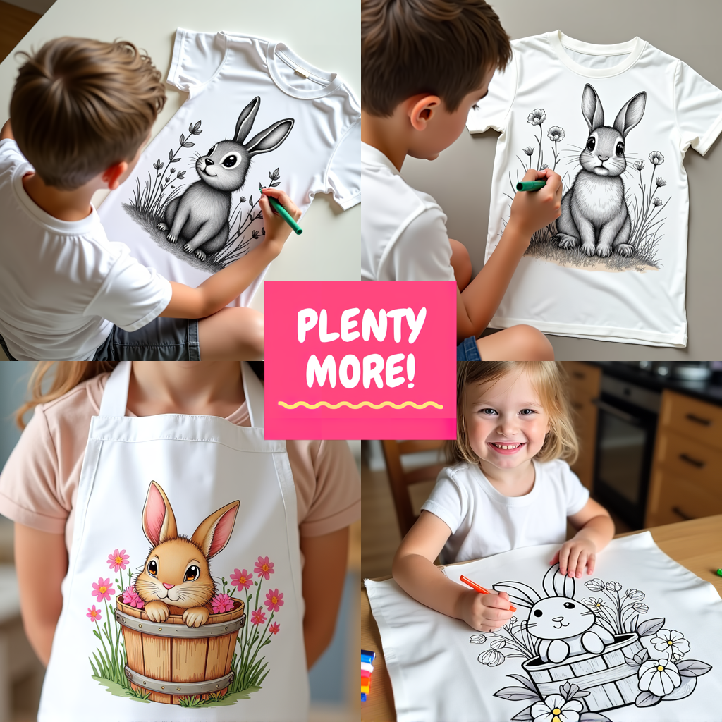 Adult Sweatshirt Coloring Kit with 10 Fabric Markers - Cute Bunny