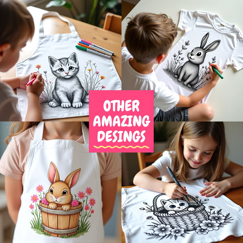 Women's T-shirt Coloring Kit with 10 Fabric Markers - Cute Bunny