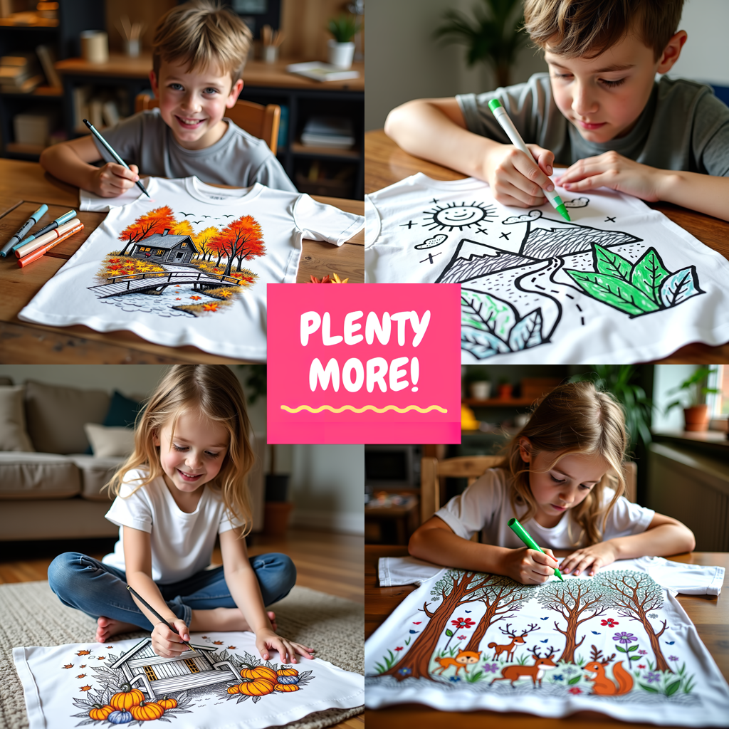 Kid's T-shirt Coloring Kit with 10 Fabric Markers - Mountain Cabin