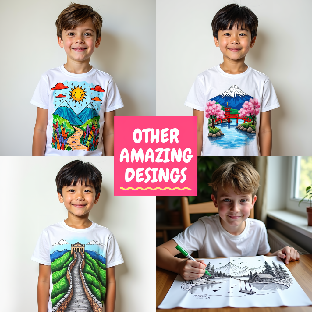 Unisex T-shirt Coloring Kit with 10 Fabric Markers - Mountain Cabin