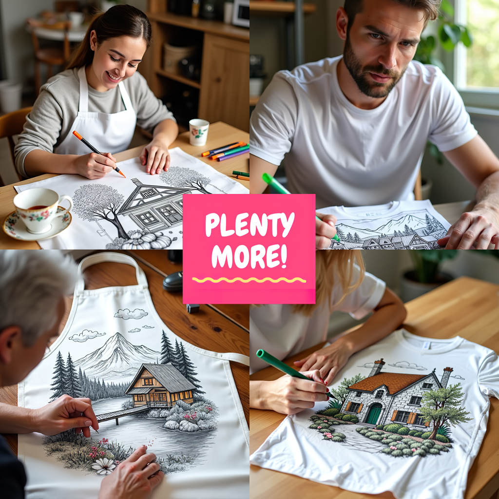 Adult Sweatshirt Coloring Kit with 10 Fabric Markers - Mountain Cabin