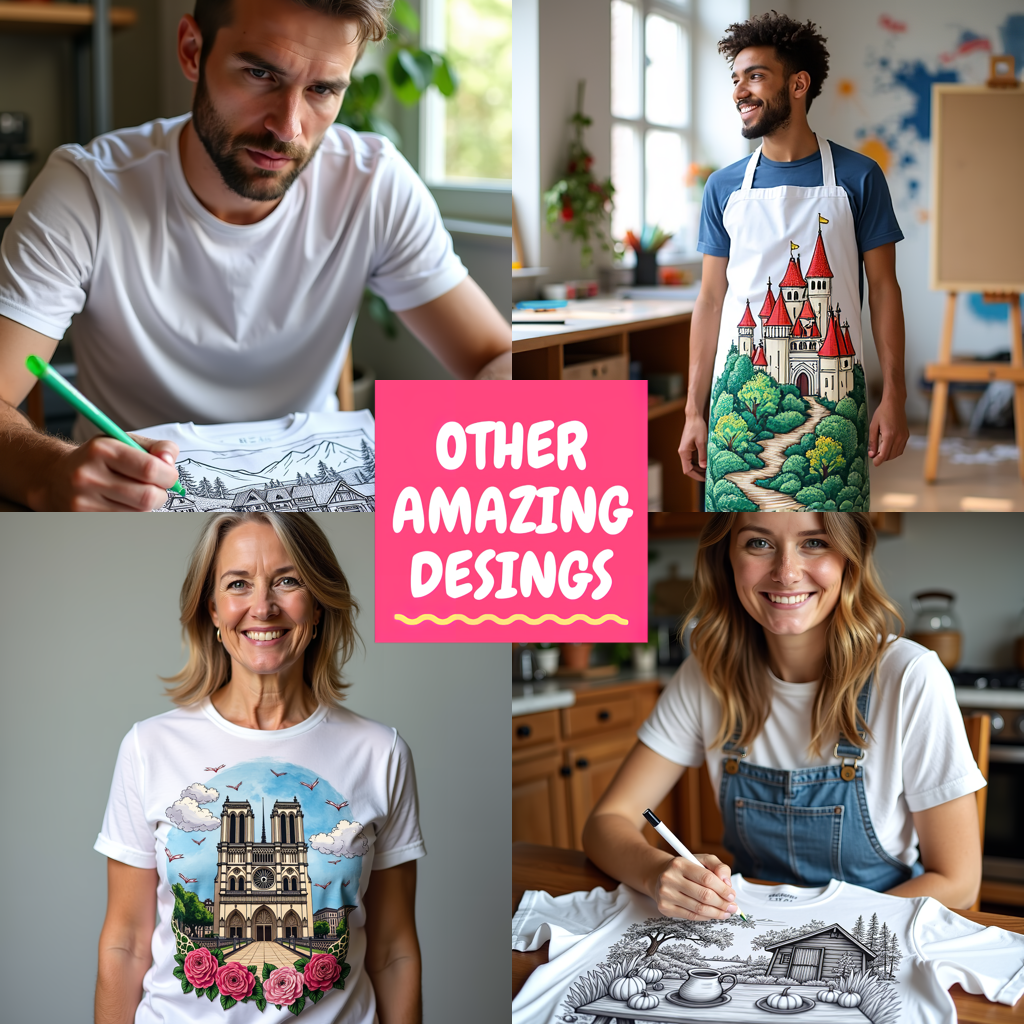 Unisex T-shirt Coloring Kit with 10 Fabric Markers - Mountain Cabin