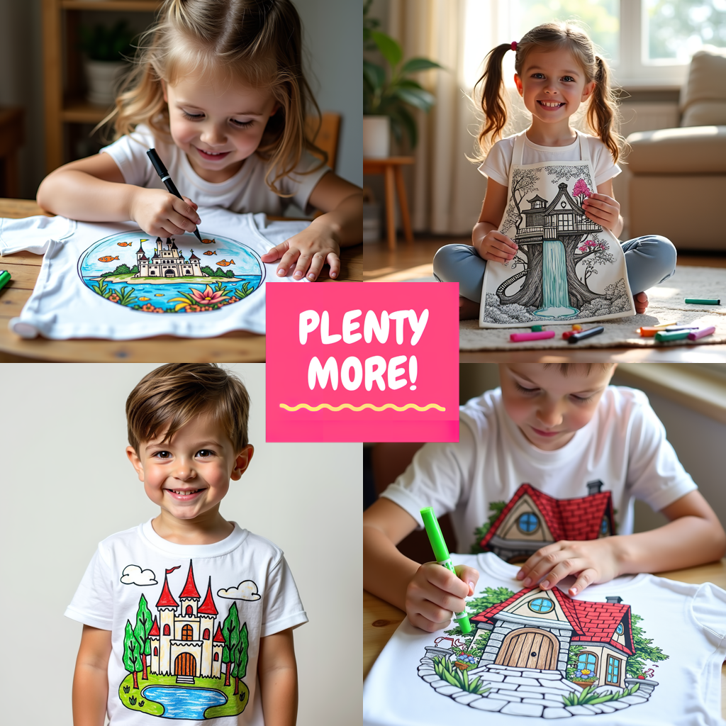 Kid's T-shirt Coloring Kit with 10 Fabric Markers - Home Library