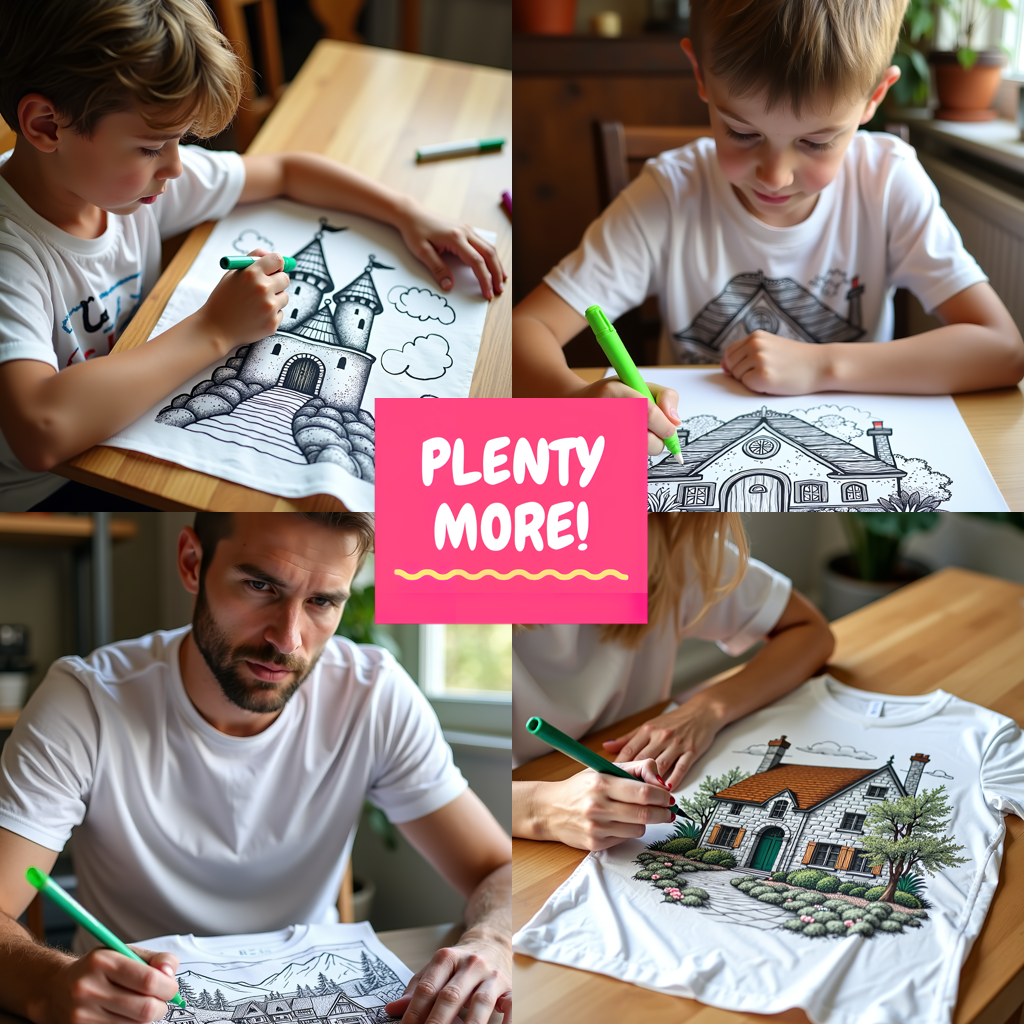 Unisex T-shirt Coloring Kit with 10 Fabric Markers - Library