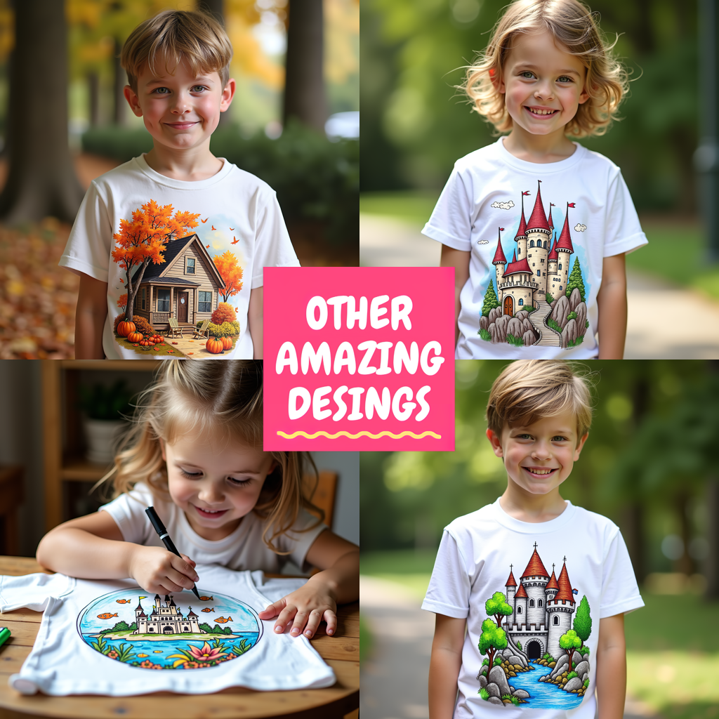 Kid's T-shirt Coloring Kit with 10 Fabric Markers - Luxury Library