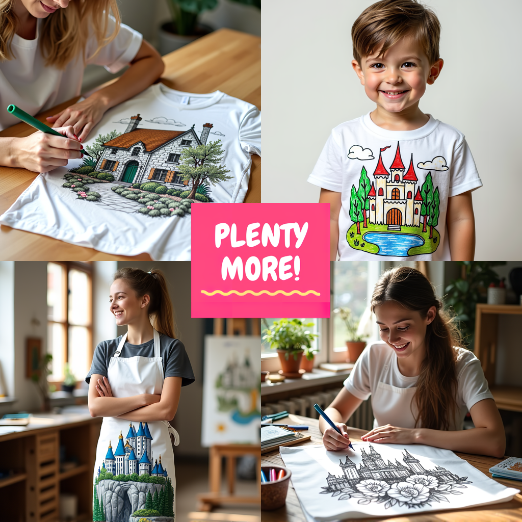 Unisex T-shirt Coloring Kit with 10 Fabric Markers - Ornate Bookshelves