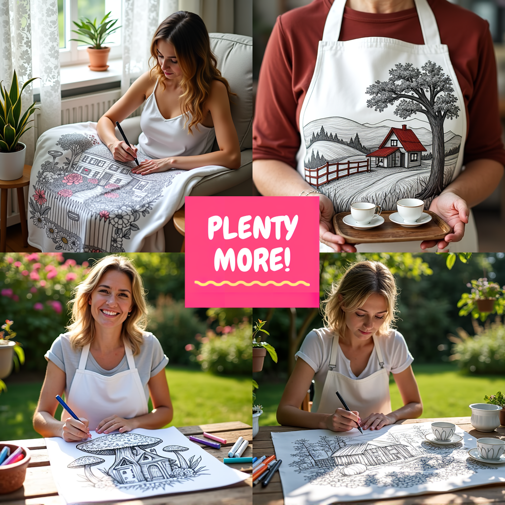 Apron Coloring Kit with 10 Fabric Markers - Victorian House