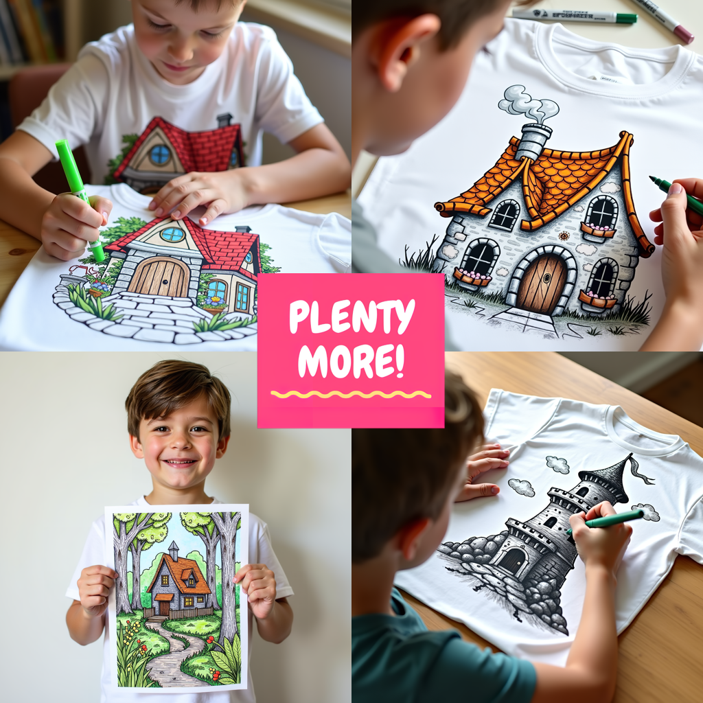 Kid's T-shirt Coloring Kit with 10 Fabric Markers - Victorian House