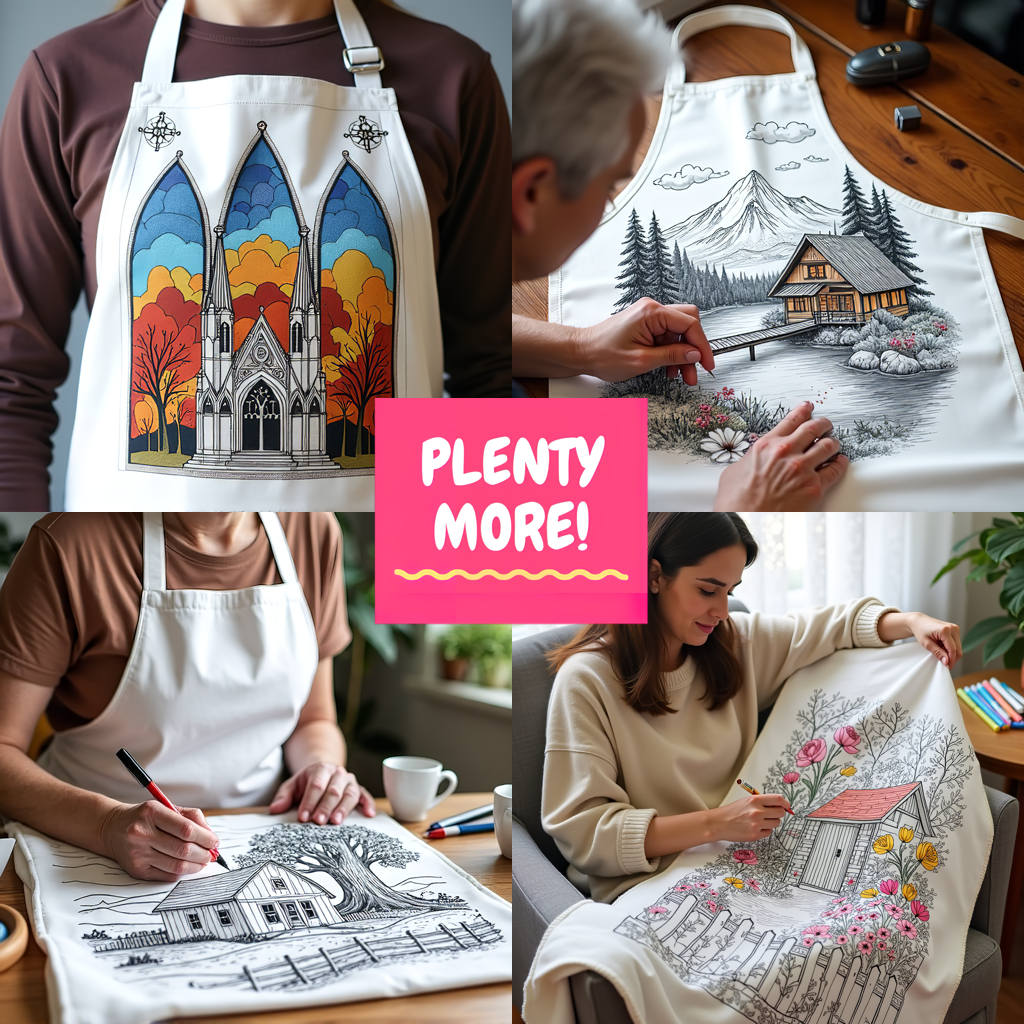 Apron Coloring Kit with 10 Fabric Markers - Library