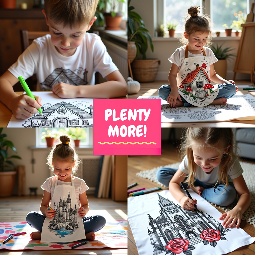 FREE Cozy Wooden Cottage Coloring Page - Printable Scenic Garden with Mountains Download