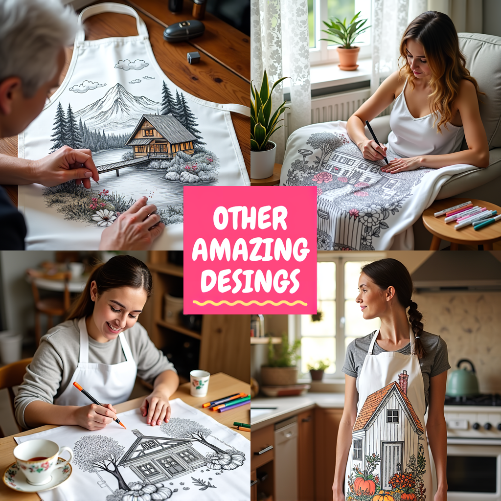 Apron Coloring Kit with 10 Fabric Markers - Cabin in Nature