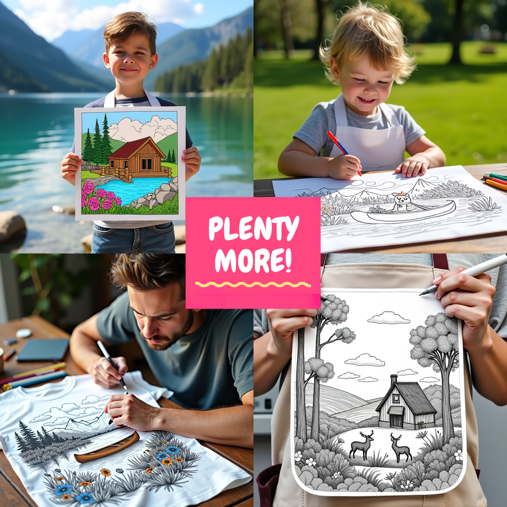 FREE Mountain Cabin by the Lake Coloring Page - Download NOW