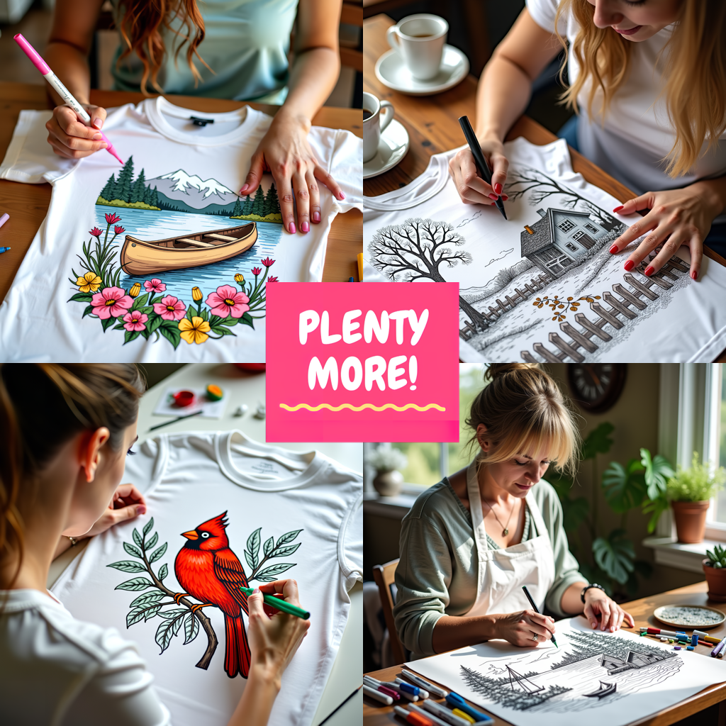 Adult Sweatshirt Coloring Kit with 10 Fabric Markers - Lake House