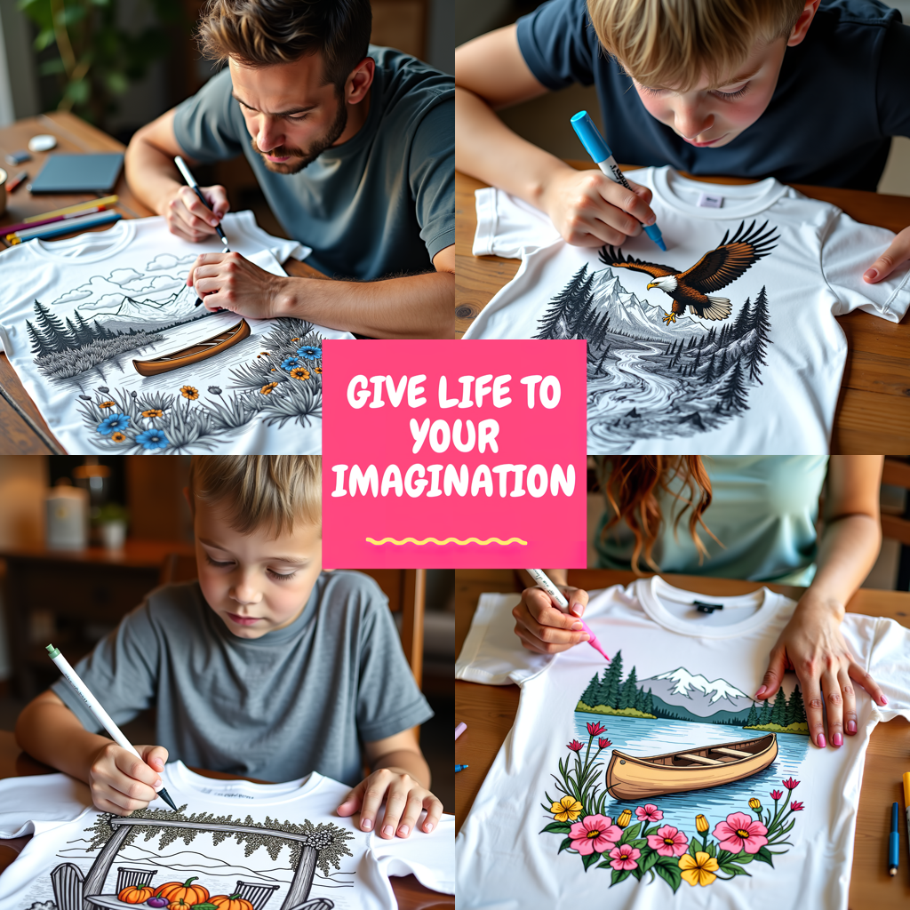 Unisex T-shirt Coloring Kit with 10 Fabric Markers - Mountain Village