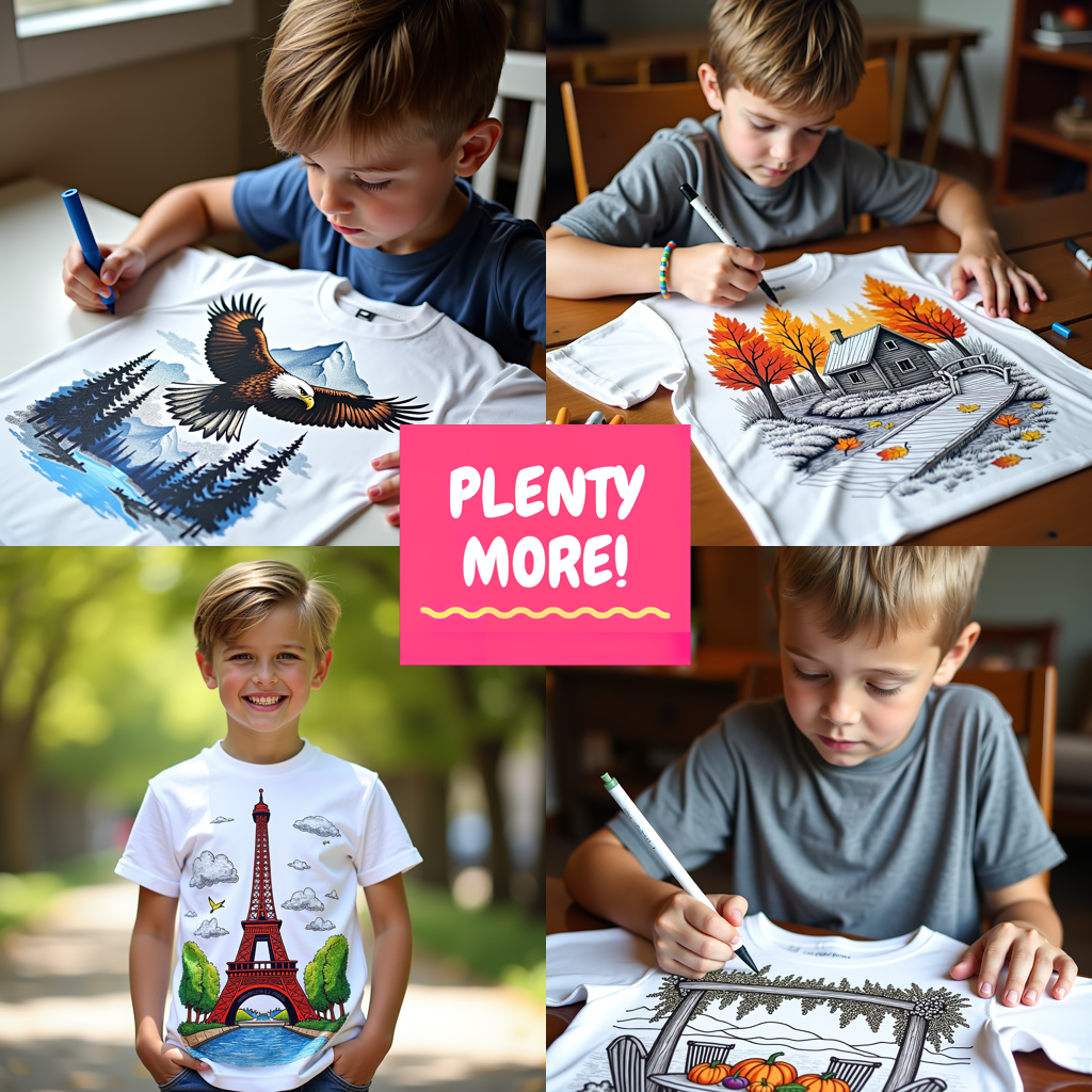 Unisex T-shirt Coloring Kit with 10 Fabric Markers - Mountain Cabin