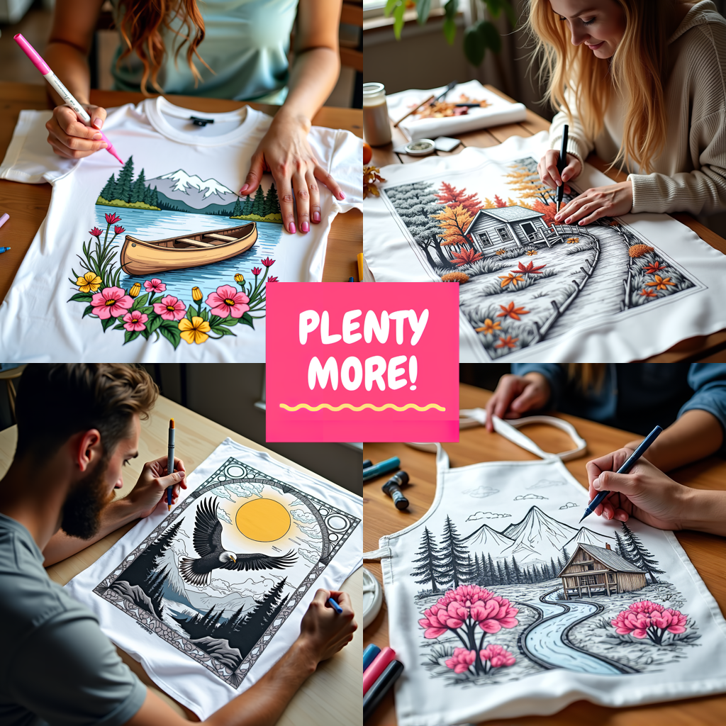 Adult Sweatshirt Coloring Kit with 10 Fabric Markers - Mountain Cabin