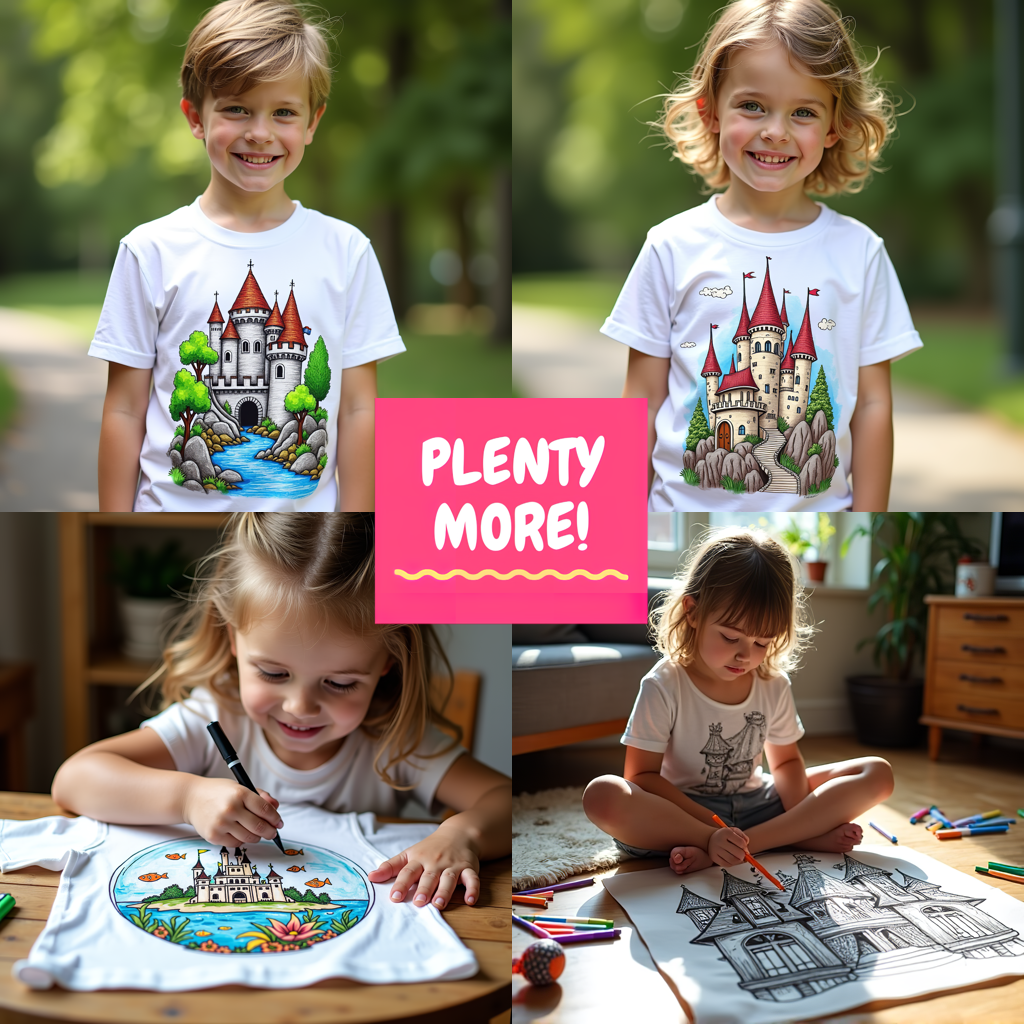 Kid's T-shirt Coloring Kit with 10 Fabric Markers - Fantasy House