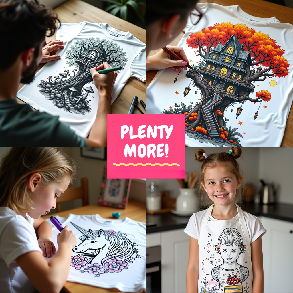 Unisex T-shirt Coloring Kit with 10 Fabric Markers - Fantasy Treehouse