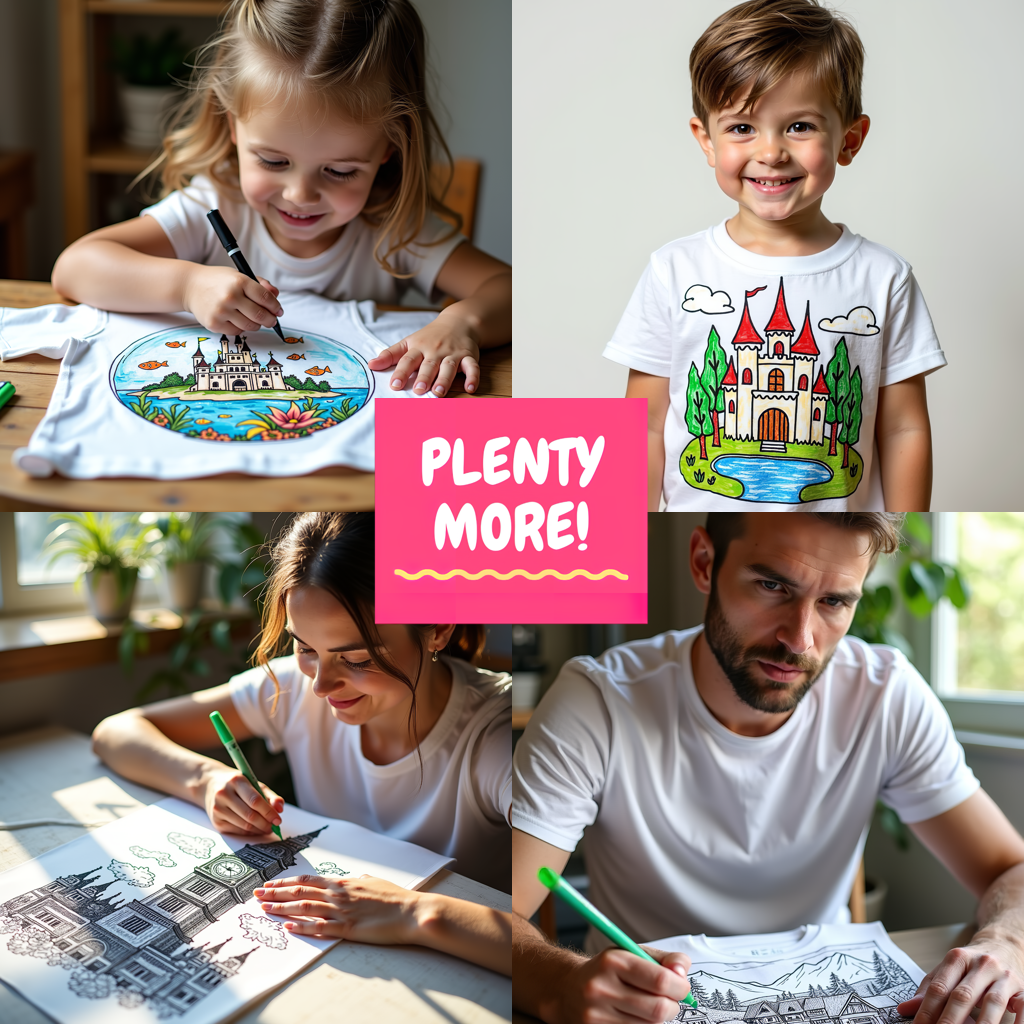 Unisex T-shirt Coloring Kit with 10 Fabric Markers - Fantasy House