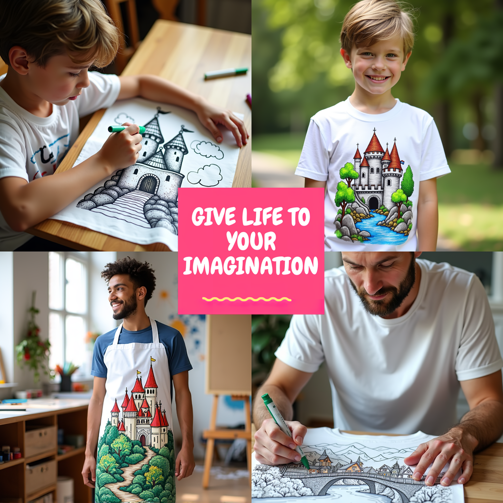 Unisex T-shirt Coloring Kit with 10 Fabric Markers - Cabin in Nature