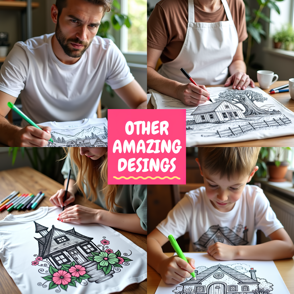 Adult Sweatshirt Coloring Kit with 10 Fabric Markers - Cabin in Nature