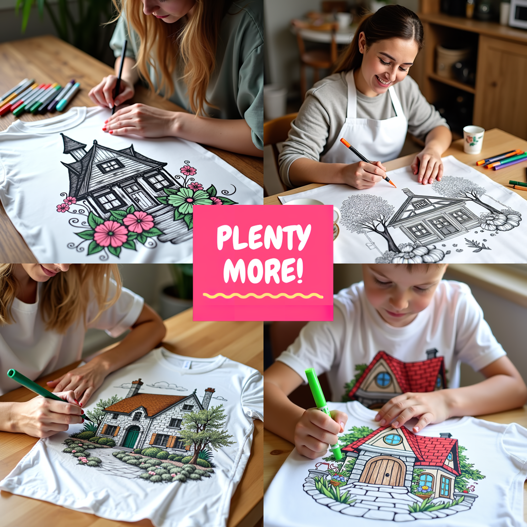 Adult Sweatshirt Coloring Kit with 10 Fabric Markers - Garden House