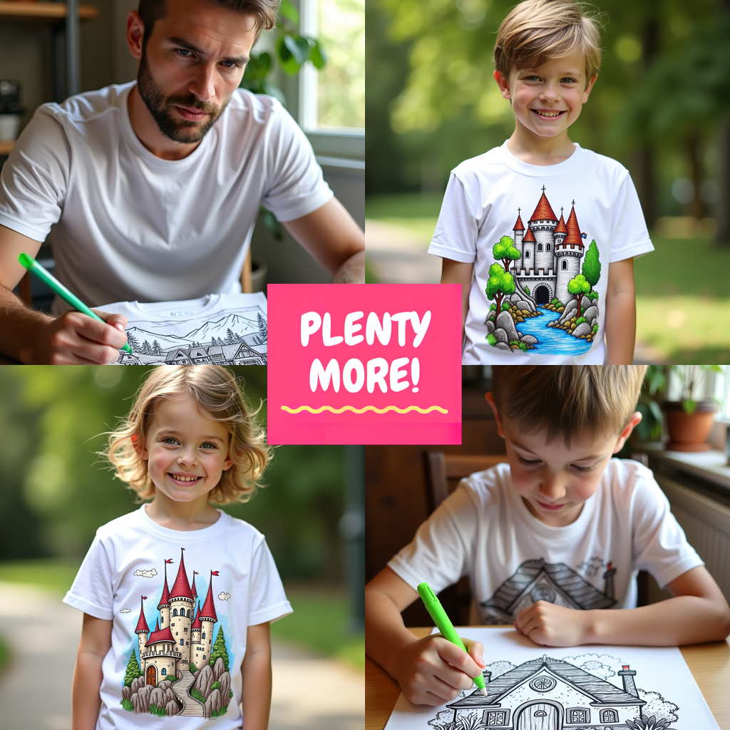 Unisex T-shirt Coloring Kit with 10 Fabric Markers - Mountain Village