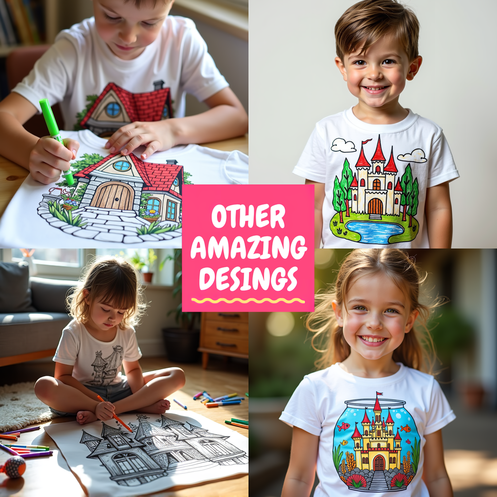 Kid's T-shirt Coloring Kit with 10 Fabric Markers - Library