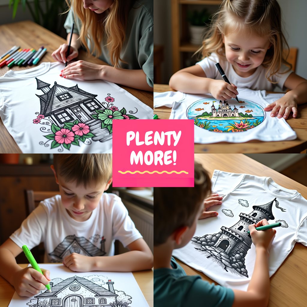 Kid's T-shirt Coloring Kit with 10 Fabric Markers - Medieval Library