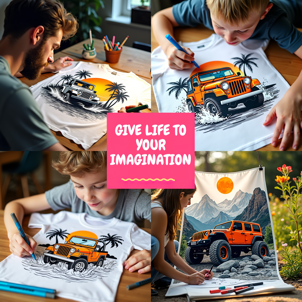 Indoor Wall Tapestries Coloring Kit with 10 Fabric Markers - Jeep