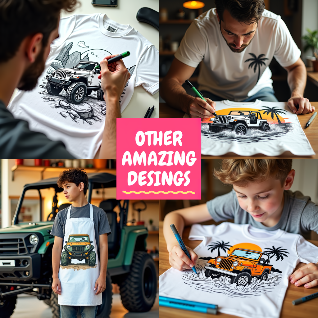Apron Coloring Kit with 10 Fabric Markers - Jeep