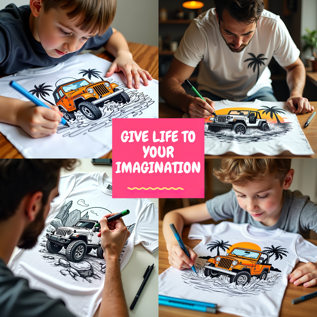 Women's T-shirt Coloring Kit with 10 Fabric Markers - Jeep