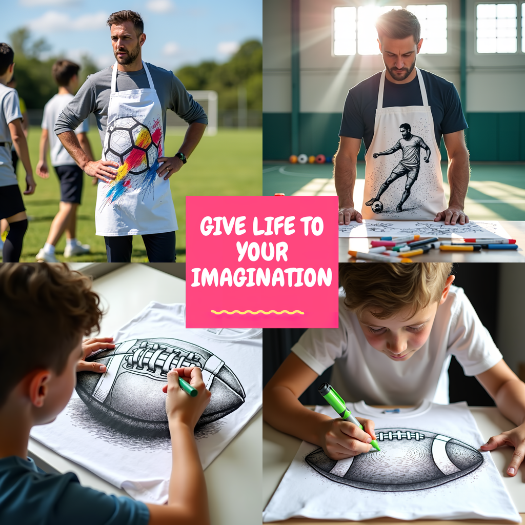 Apron Coloring Kit with 10 Fabric Markers - Soccer Player