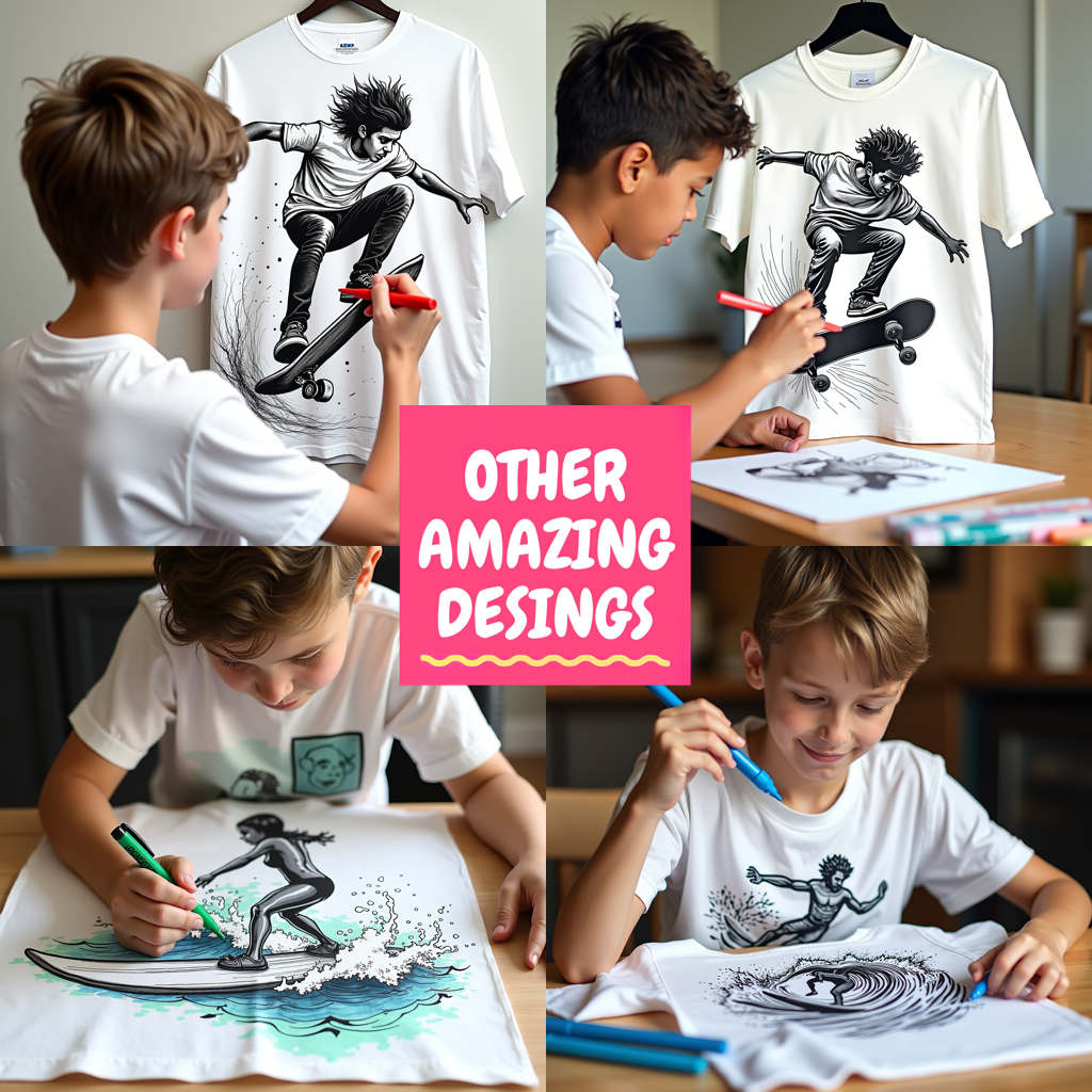 Adult Sweatshirt Coloring Kit with 10 Fabric Markers - Young Skater