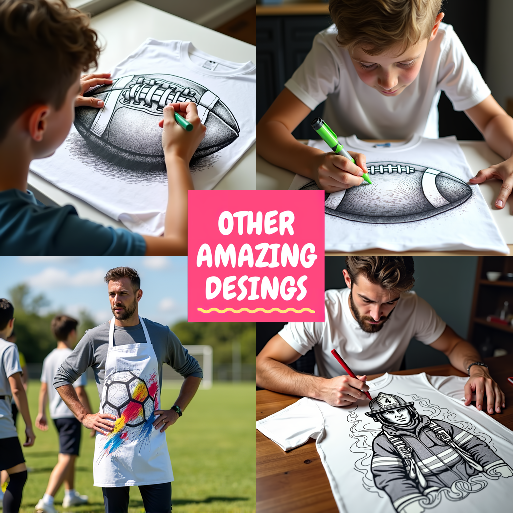 Apron Coloring Kit with 10 Fabric Markers - Football Player