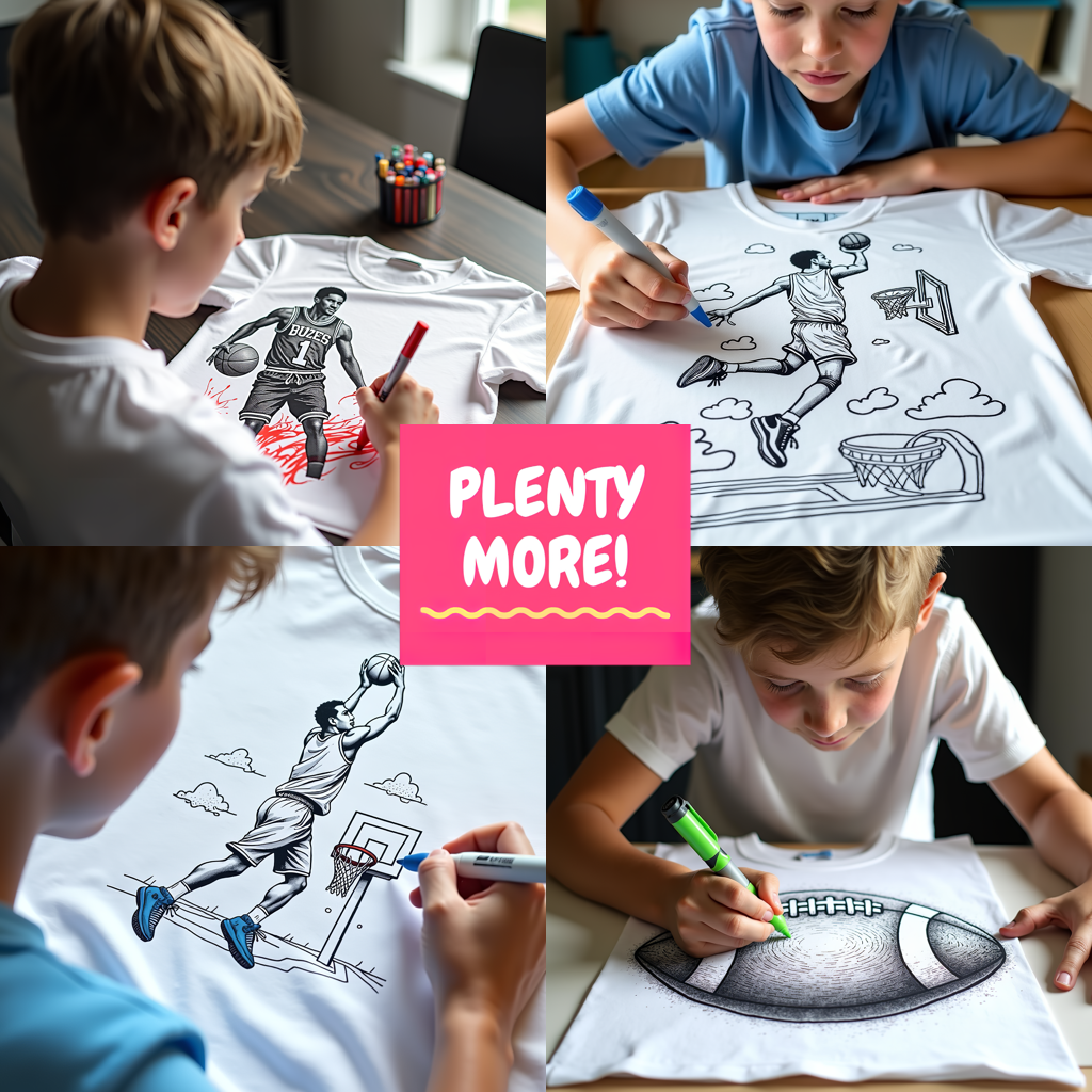 Kid's T-shirt Coloring Kit with 10 Fabric Markers - Ice Hockey Player